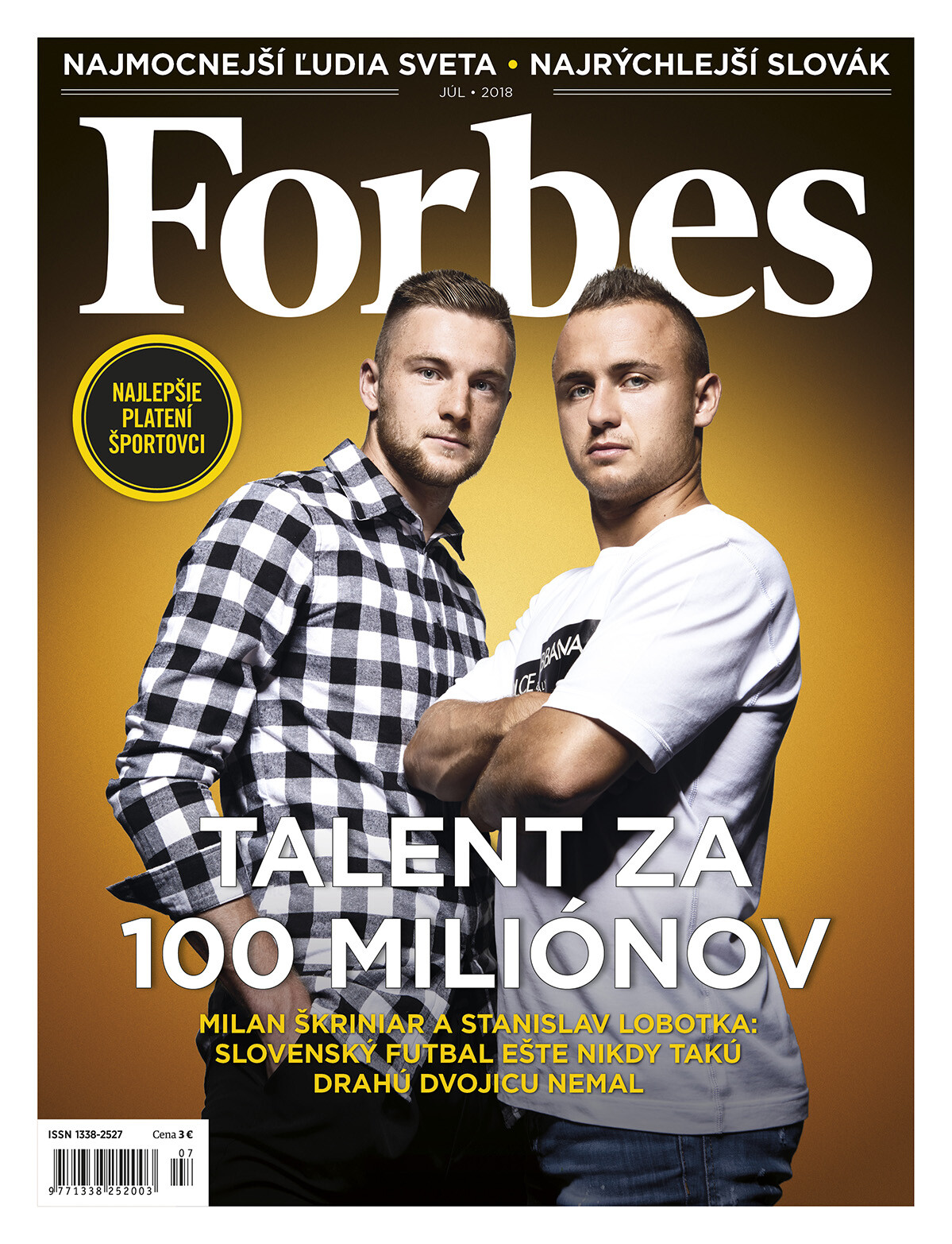 Milan Škriniar (vľavo) na titulke Forbesu spoločne so Stanom Lobotkom. 